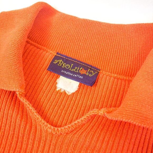 Reworked Y2K Vintage Orange Collared Crop Top Sz M - Picture 7 of 11